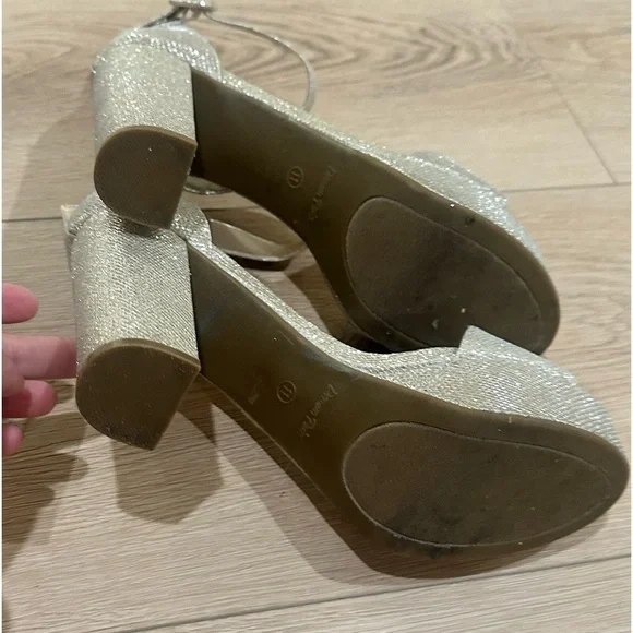 Dream Pairs gold glitter ankle strap Chunky Platform Heels party new years - Picture 5 of 7
